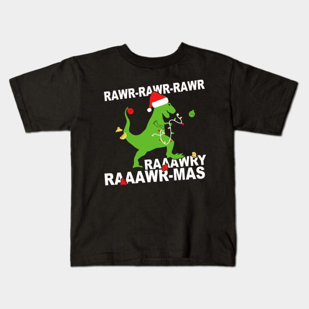 Rex Christmas Funny dinosaur xmas Gift Kids T-Shirt by dennex85